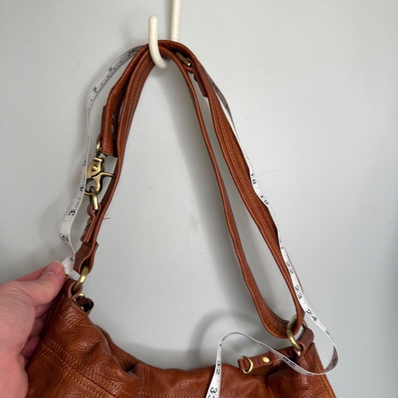 Vintage SABINA NEW YORK Tan Brown Leather Crossbody Bag Foldover Zip Top EUC - Picture 15 of 15
